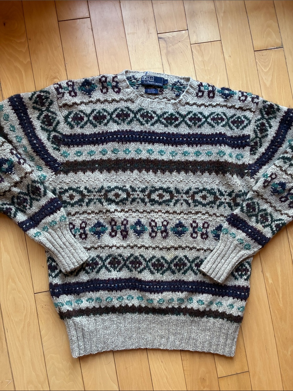 Vintage polo Ralph Lauren fisherman fairisle wool silk linen sweater